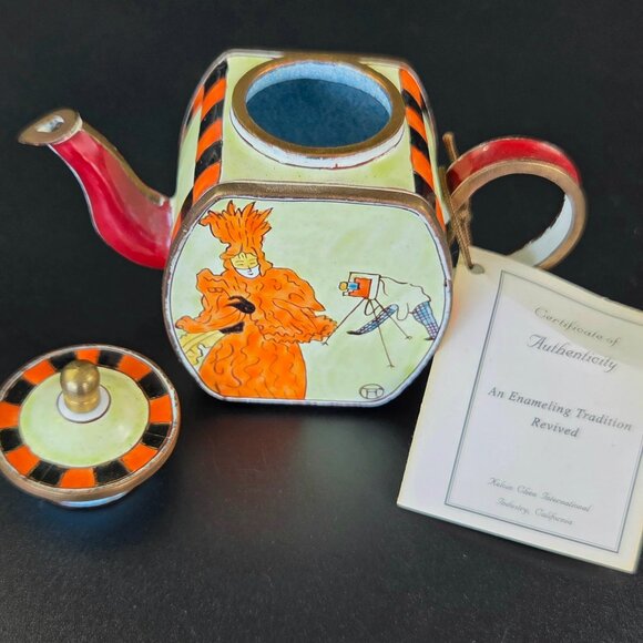 Vintage - Kelvin Chen - Miniature Enameled on Copper Tea Kettle - No.1284 - Picture 8 of 10